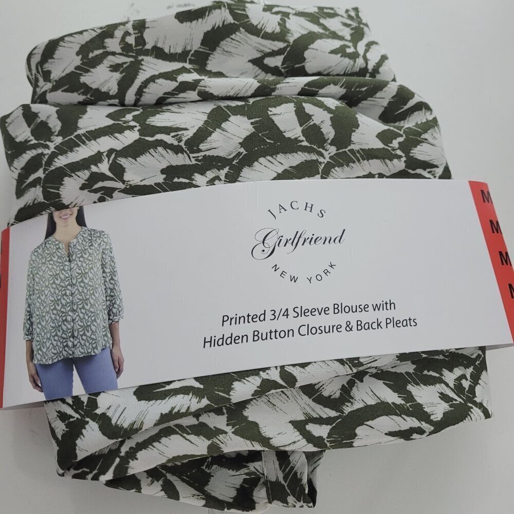 NEW Jachs Girlfriend Womens Printed Blouse 3/4 Sleeves Lightweight Size M// 25CT - Picture 12 of 13
